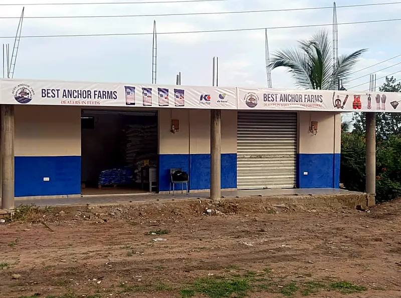 Best Anchor Farms shop front in blue and white