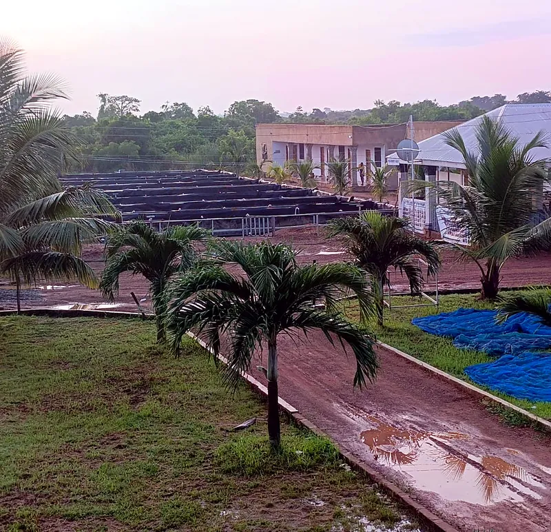 Best Anchor Farm grounds and tanks at sunset